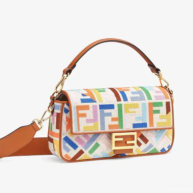 Cheap HOT Baguette In Motif Canvas Multicolor Medium Bag FF Fendi 0513